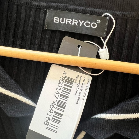 NWT BURRYCO Black Dress with White Accents - Picture 2 of 6